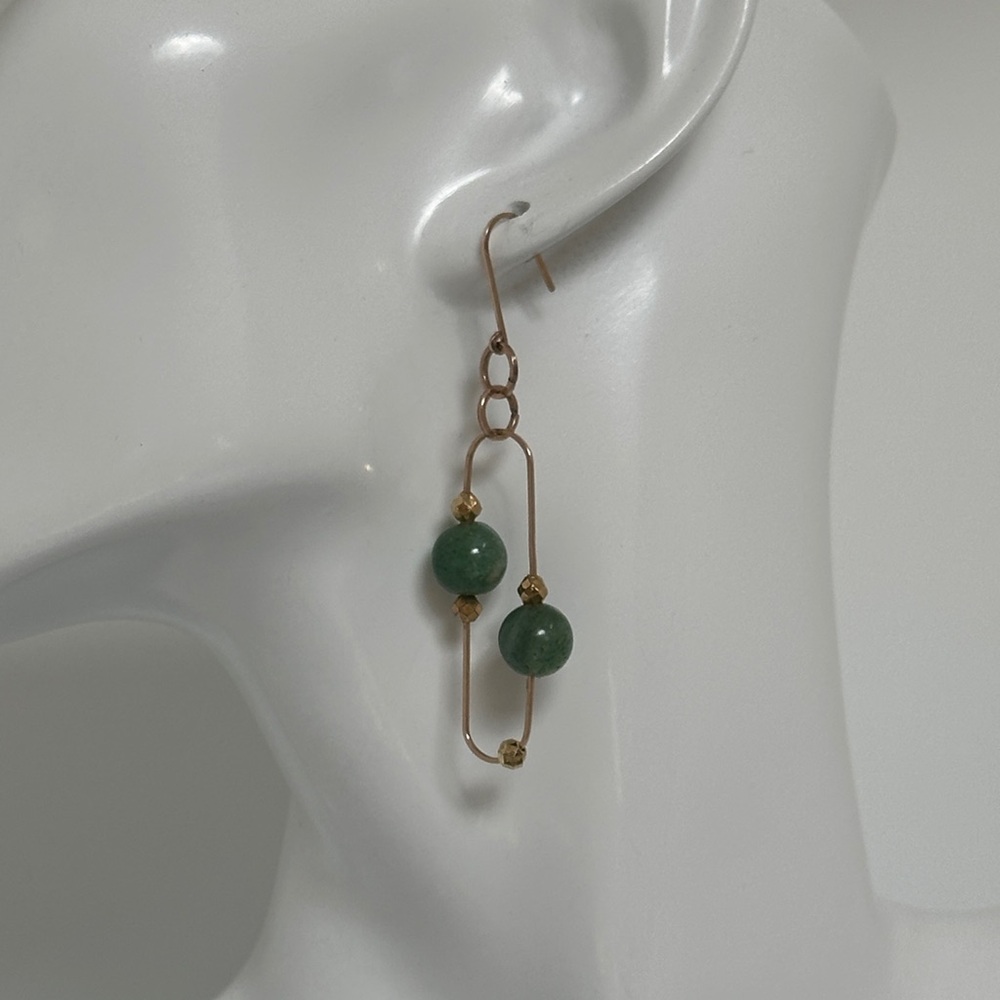 Elegant 925 GF JADE Green and Gold Drop Earrings